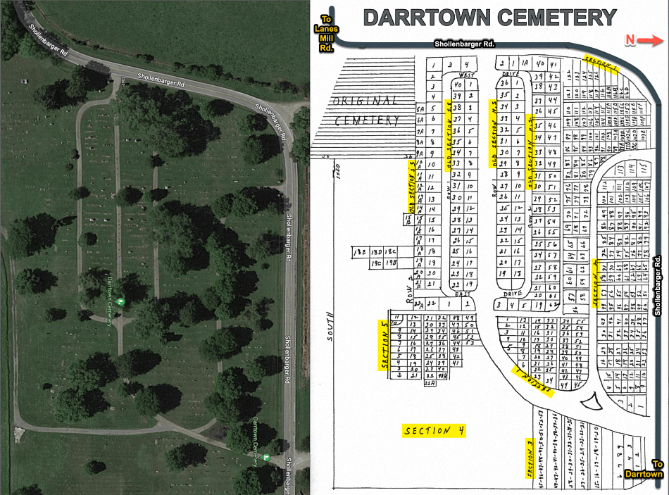 Plat Map Of A Cemetery Cemetery Arial And Map (resized) Squashed 